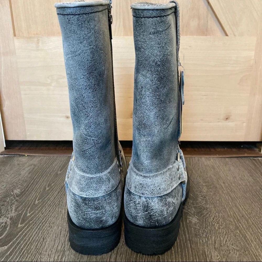 Ride Tecs Mens 13” Stone Wash Leather Harness Boots Size 8.5M NWOB - Picture 6 of 15